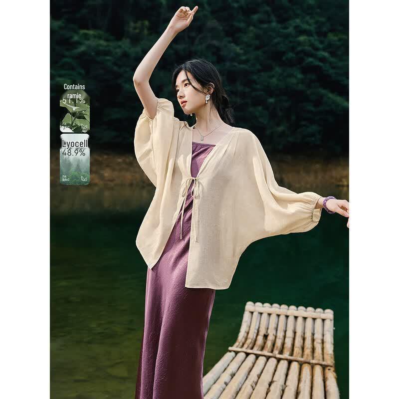 XWI Ramie Blend New Chinese Style Thin Cardigan XL