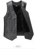 Men's Winter Leather Vest with Sloping Shoulder and Plus Velvet, Casual Warm Plus Size Waistcoat