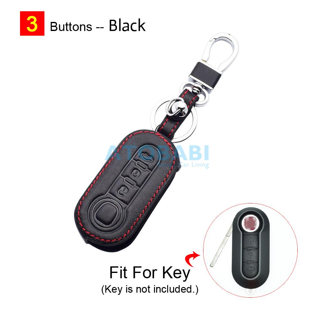 Leather Car Key Case 3 Button Folding Remote Control Protect Cover For Fiat 500 500L 500X Brava Punto Ducato Fiorino Panda Stilo