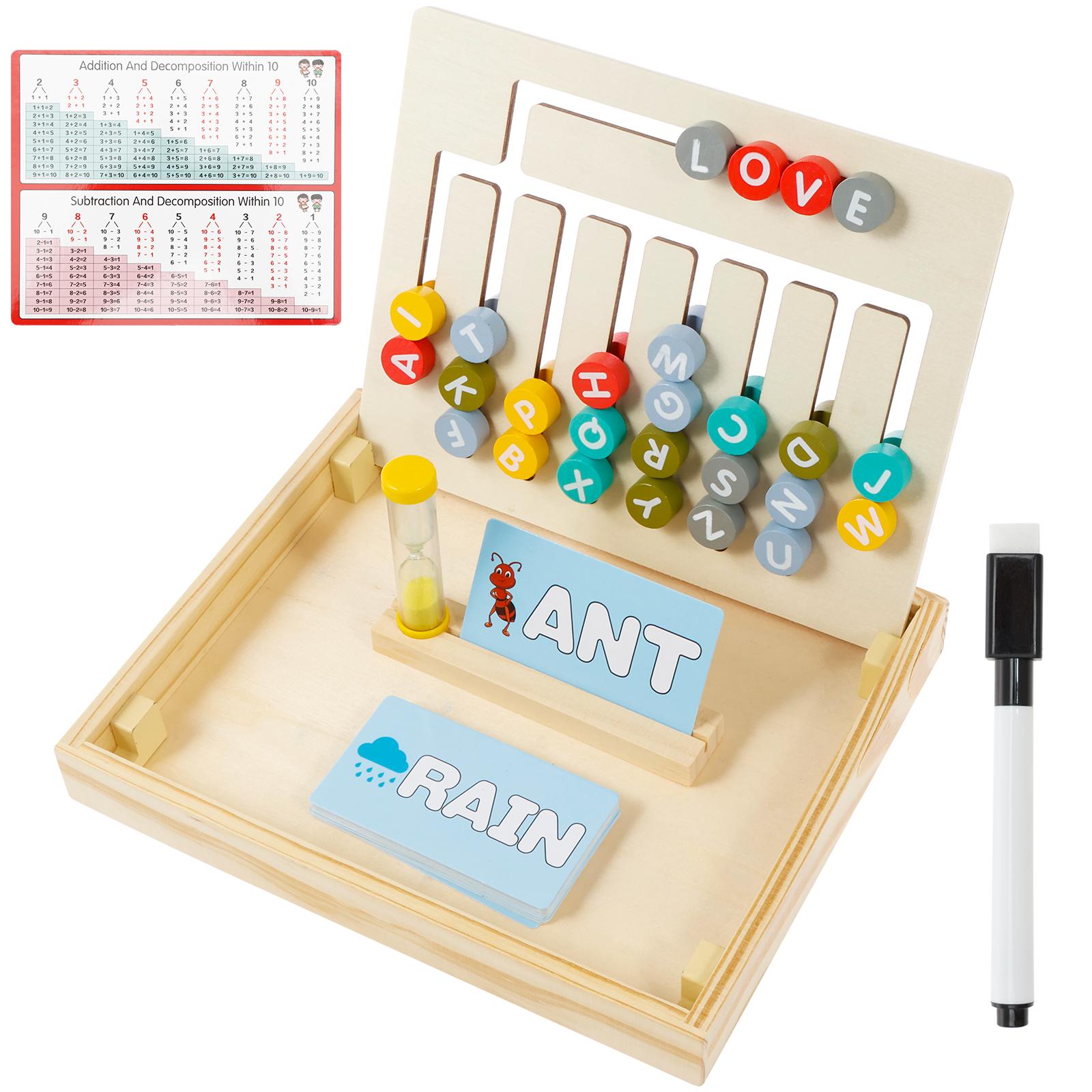 Деревянная доска с алфавитом и математическими знаками, Монтессори, обучающие игрушки с карточками, двусторонняя деревянная игра-пазл на сопоставление букв алфавита, ранняя