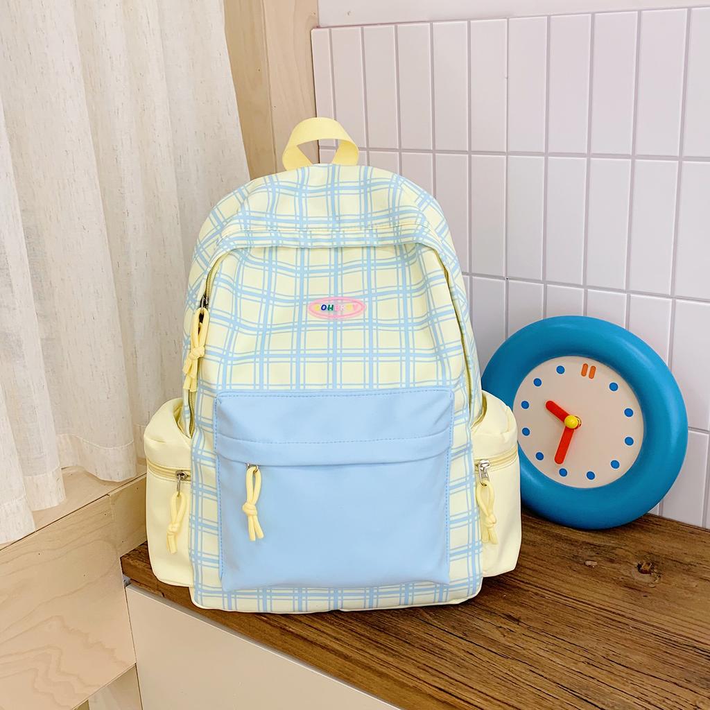 Schoolbag New high-value plaid backpack for junior and high school students Casual versatile schoolbag Large capacity lightweight backpack