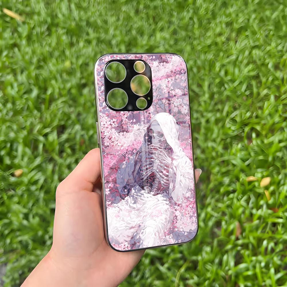 

Skeleton Art Phone Case For IPhone 16 15 14 13 12 11 Pro Max Plus Mini MagSafe Glass Cover IPHONE15 PROMAX