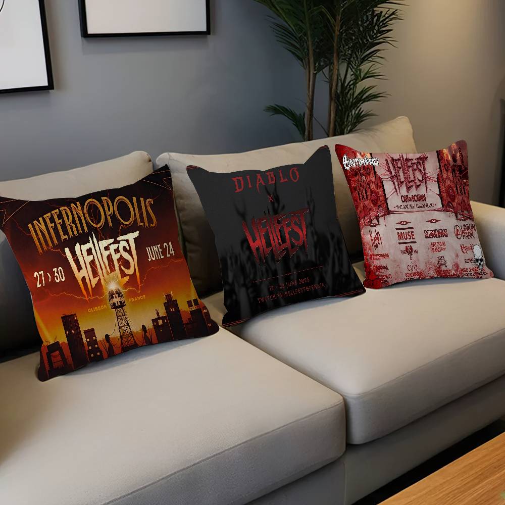 H-Hellfest Band Pillow Gift Home Office Decoration Pillow Bedroom Sofa Car Cushion CoverPillow Case