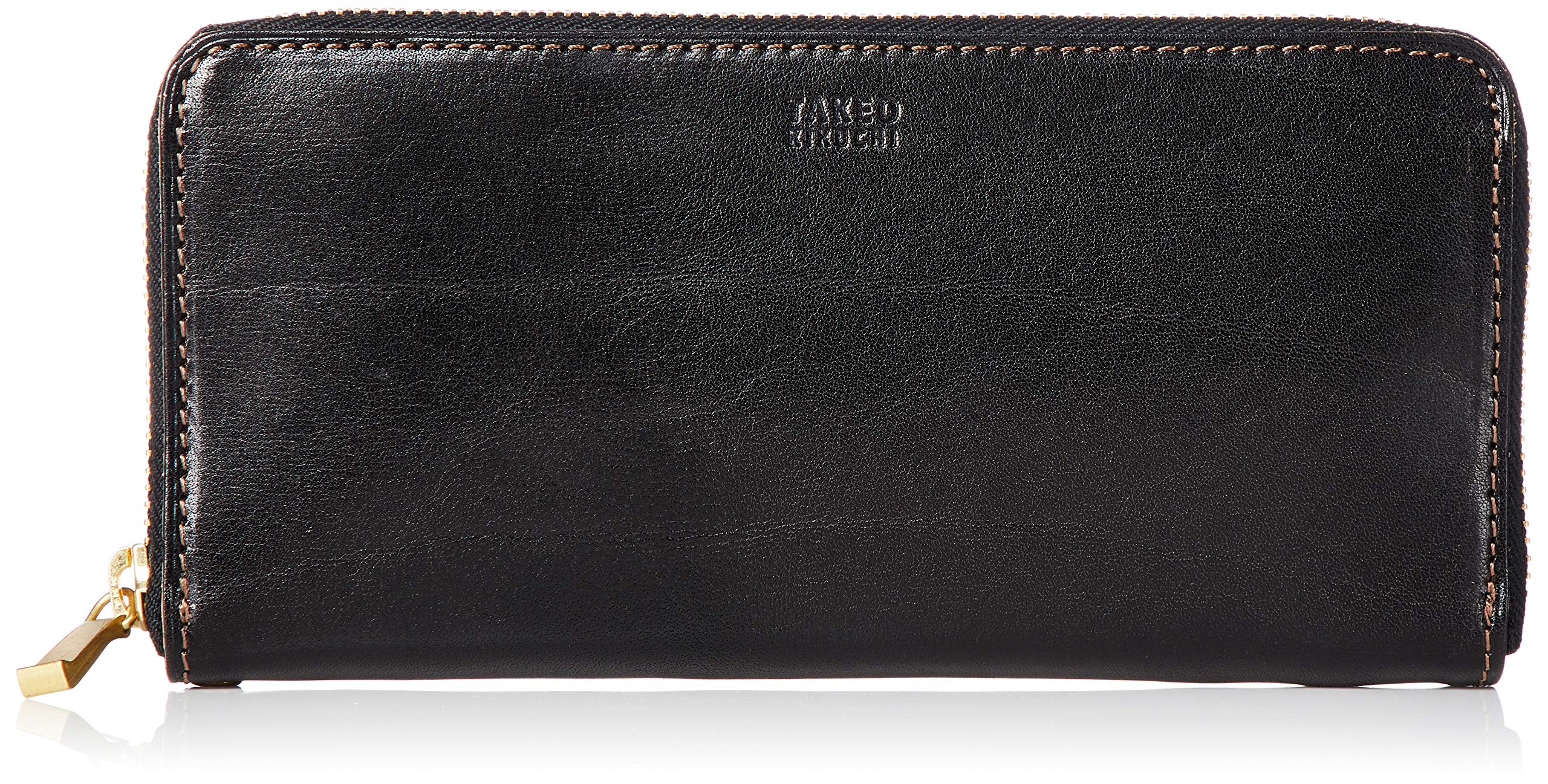 

Leather Wallet Round Zipper Type Area 266617 Black [Takeokikuchi]