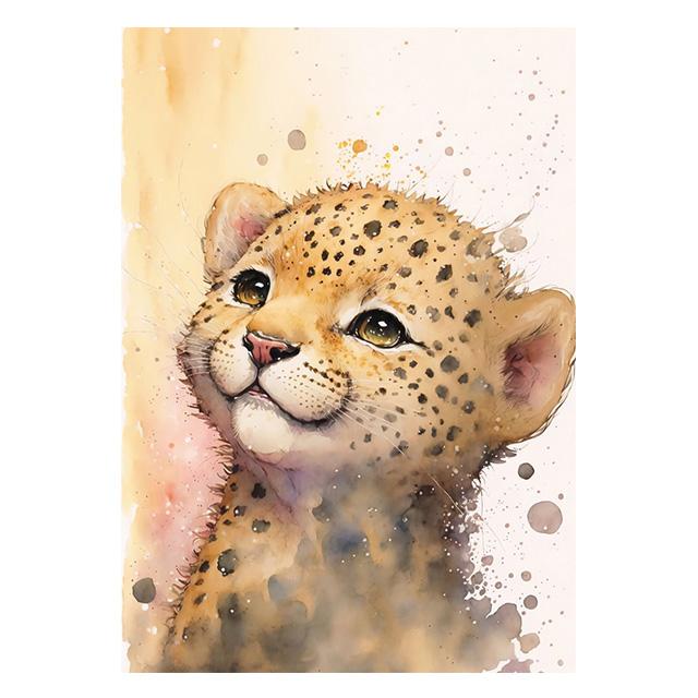 Watercolor Baby Animals Cute Warmth Prints Poster Canvas Painting Modern Wall Art Pictures Living Room Bedroom Home Decoration