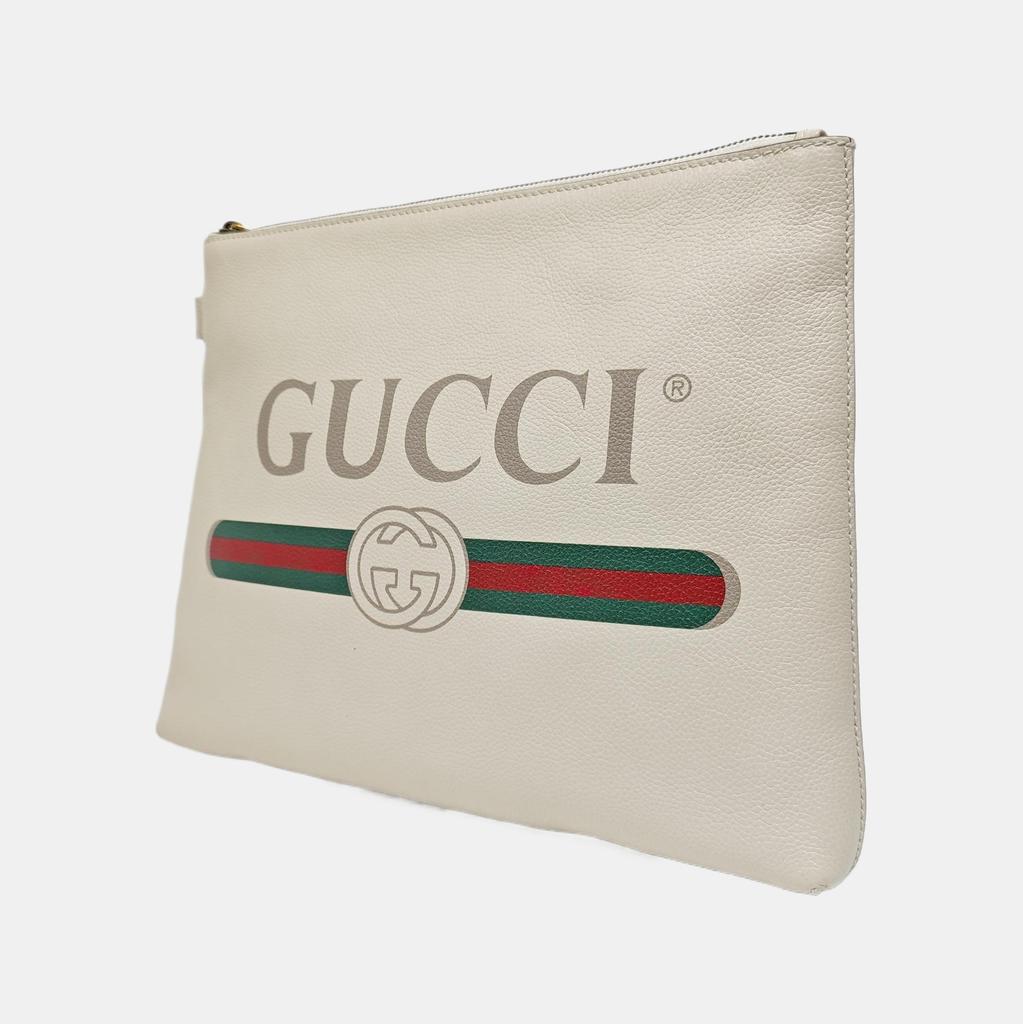 [Pre-Owned] Print Vintage Logo Wristband Leather Clutch - Very Good #B9GEJT