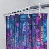 Cyberpunk Cityscape Shower Curtain Neon Signs Skyscrapers Futuristic Bathroom Decor Waterproof Durable Complimentary Hook