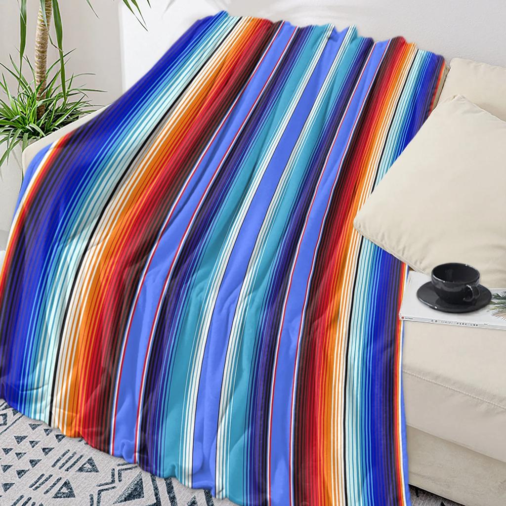 Colorful Mexican Stripes Throw Blanket for Kids Warm Sofa Blanket Flannel Blanket Portable Soft Bedspread