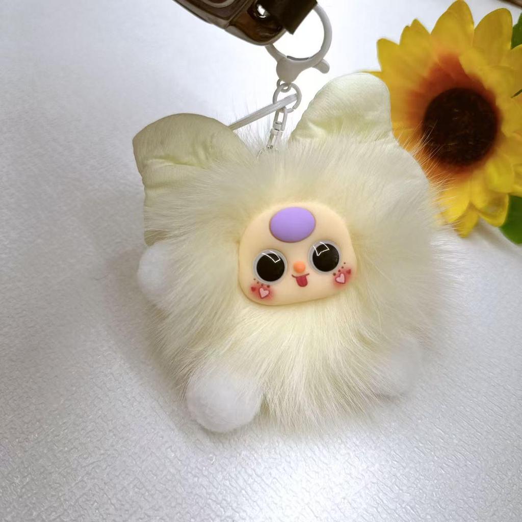 Adorable Fox Fur Pom-Pom Elf Doll Keychain Pendant