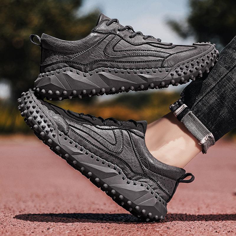 2025 Large Size Autumn New Men's Outdoor Casual Shoes Fashion Handmade Leather Shoes Lace-up Beanie Shoes Men's Shoes