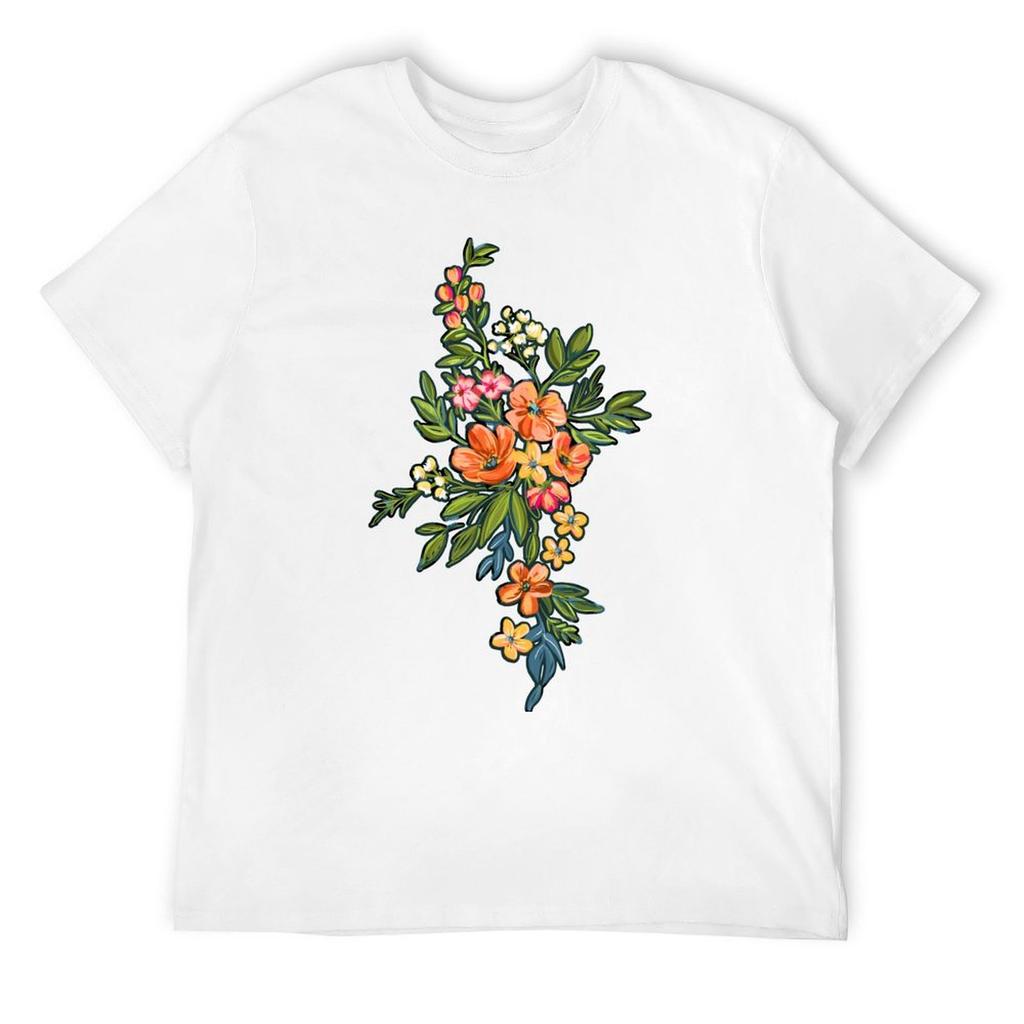 Aprikosenfarbenes Maximalistisches Leopardenmuster Blumen T-Shirt Kurzarm-Tee Sweat Herren T-Shirts