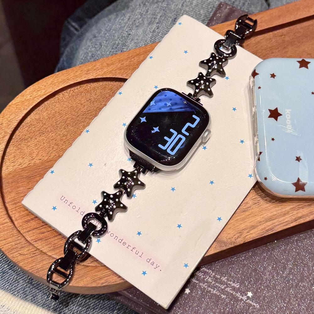 Cute Star Metal Chain Band for Apple Watch Series 1‑11 SE Ultra 38‑49mm Women Wrist Strap