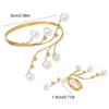 Imitation Pearl Open Arm Bangle Adjustable Armband Vintage Bracelet Ring Set  Arm Accessories