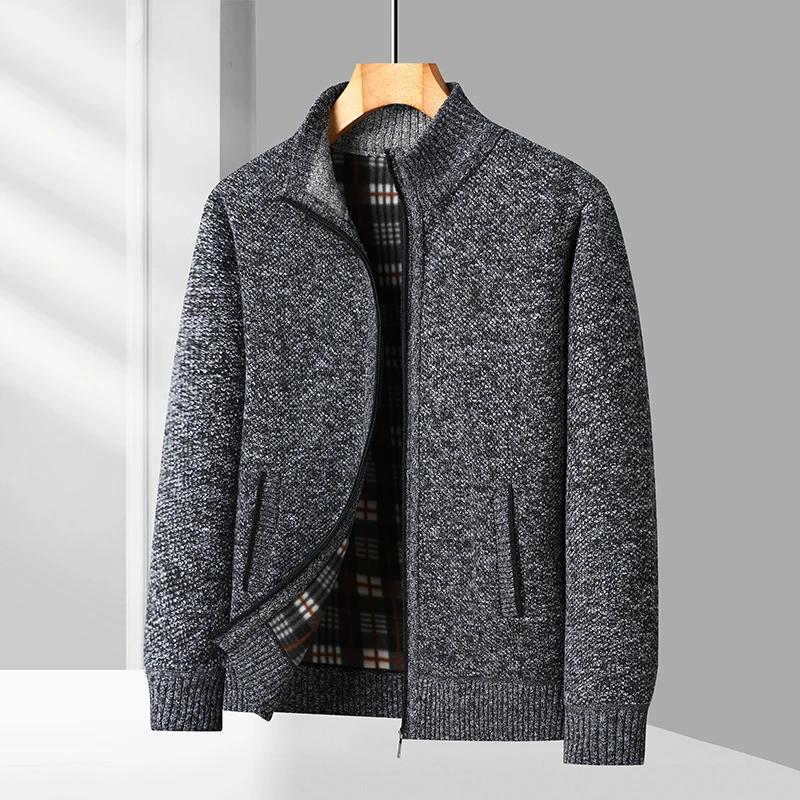 

Men s Knitted Cardigan Jacket Autumn Winter Fleece Sweater Men High Quality Jerseys Warm Casual Jackets Sweatercoat 3XL