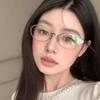 New Premium Quality Metal Oval Eyeglasses Frame for Women High End Plain Glasses Flat Lens Anti Blue Light and Anti Radiation Glasses