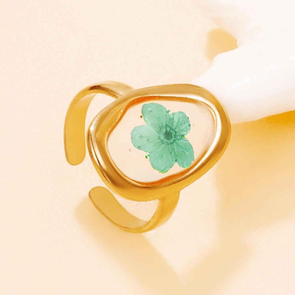 INS Style Hollow Geometric Oval 18K Gold Plated Stainless Steel Ring