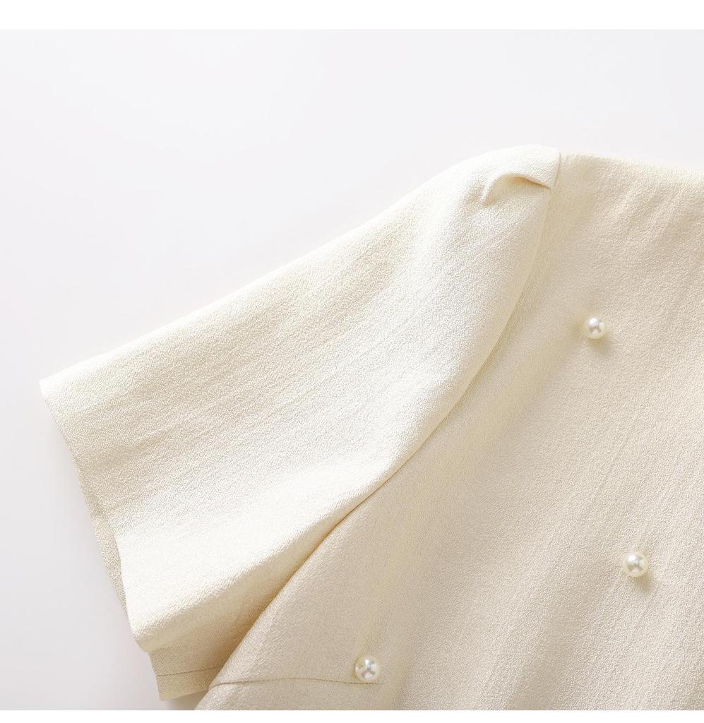 Elegant French Beaded Ruffle Hem Patchwork Gauze Dress for Women - Summer New Arrival