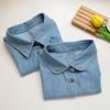 Denim Blue Fake Collar Solid Color Women Detachable Shirt Collar Spring Simple Turtleneck Dickie For Inner Clothe 38*35cm