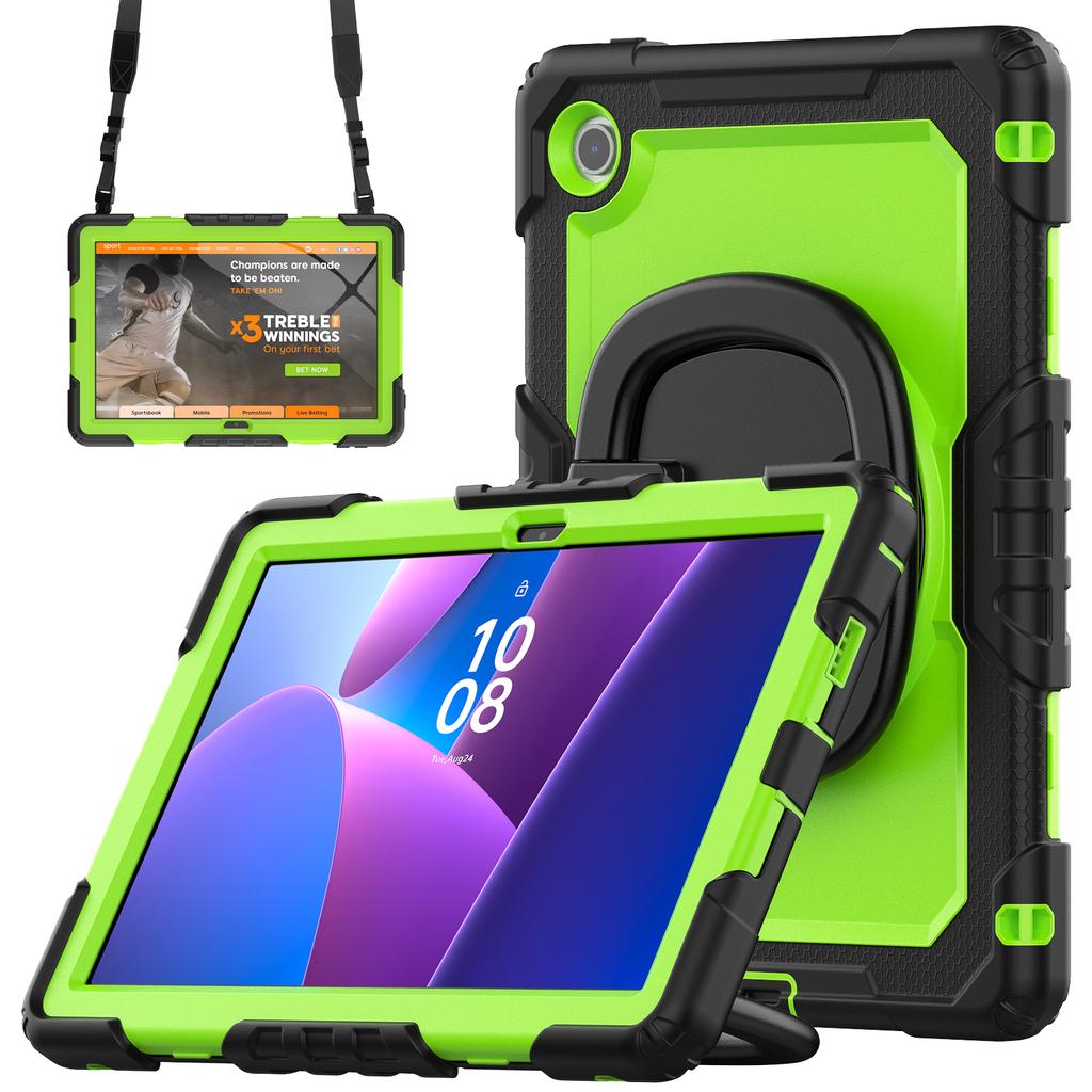 For Lenovo Tab 10.1 (2025) TB-311XU/Tab TB311FU Kickstand Case PC+Silicone Tablet Cover with Shoulder Strap