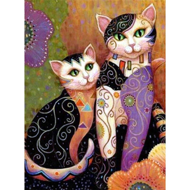5D DIY Diamond Painting Cat with Tattoos Art Diamond Embroidery Rhinestones Decorations for Home