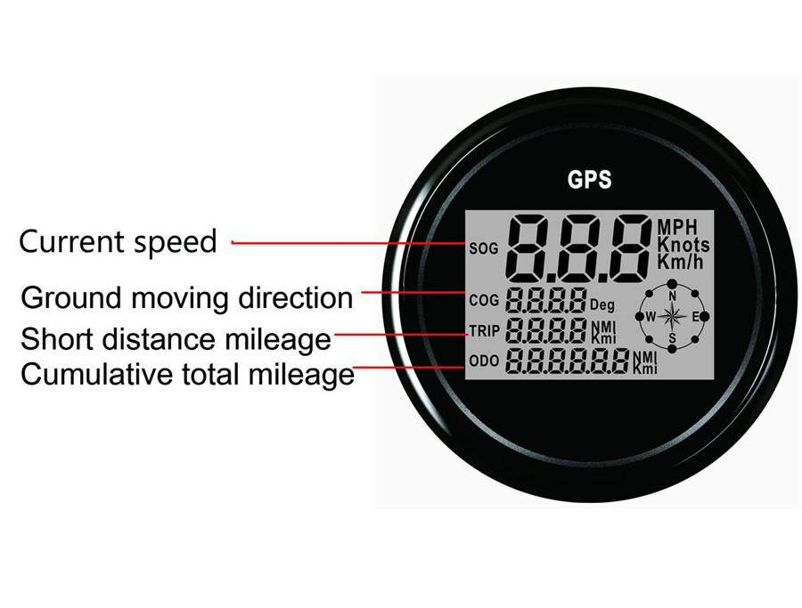 Universal MPH SOG COG ODO TRIP Meter For Motorcycle Car Truck Boat Yacht Digital