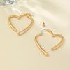 Pair of Elegant Sexy Gold Heart Hoop Earrings - Fashionable and Simple Design, Suitable for Daily Wear and Parties