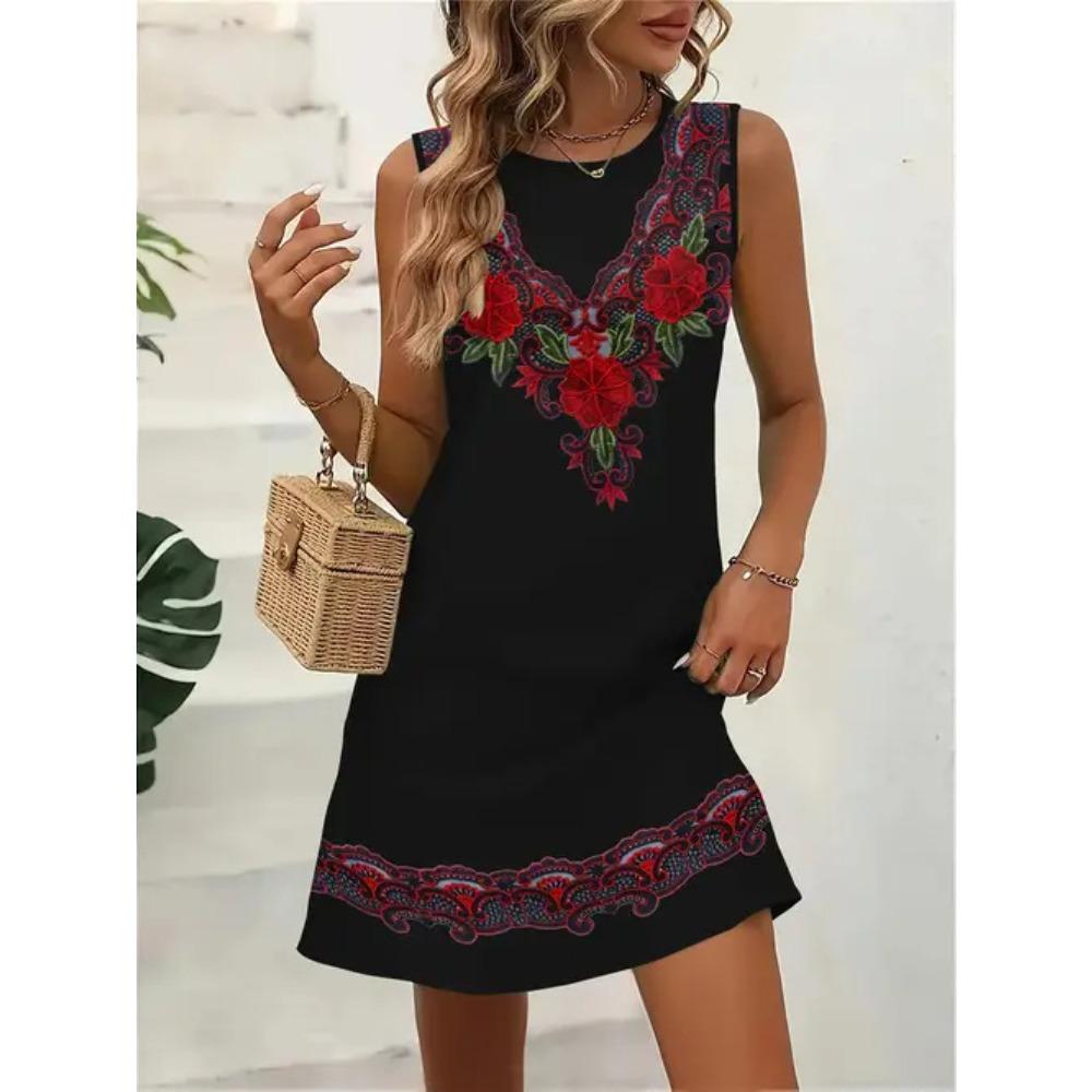 Abito estivo senza maniche da donna alla moda colorato stampa 3D versatile per vacanze al mare mini abiti comodi taglie forti 8XL morbido traspirante abito a gilet
