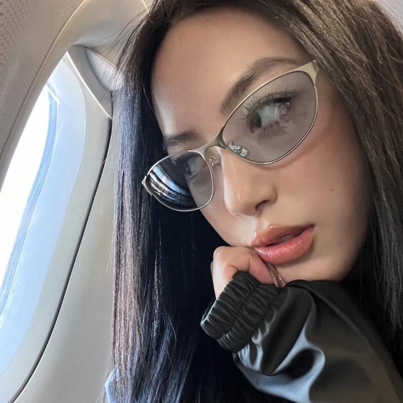 Vintage Metal Oval Sunglasses Women Fashion Gradient Casual Cat Eye Shades Man Trendy Brand Design Outdoor Sun Glasses