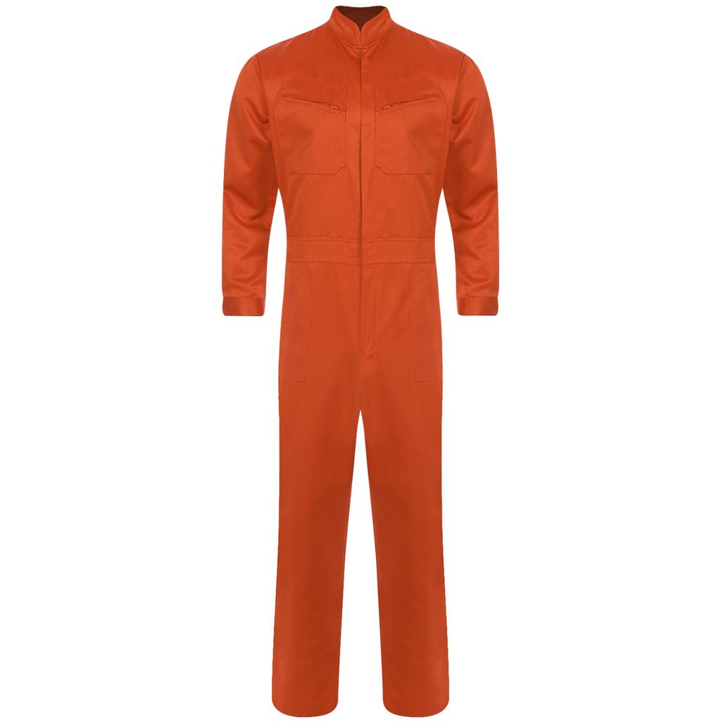 Pánská jednodílná kombinéza z čisté bavlny Design se stojáčkem Dlouhý rukáv Zip vpředu Montérky Pracovní uniforma Krycí kombinéza