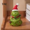 Elf Figurine for Christmas Green Monsters Ornament with Santa Hat And Scarf, Resin Frog Miniature Figurines Home Decoration, Outdoor Garden
