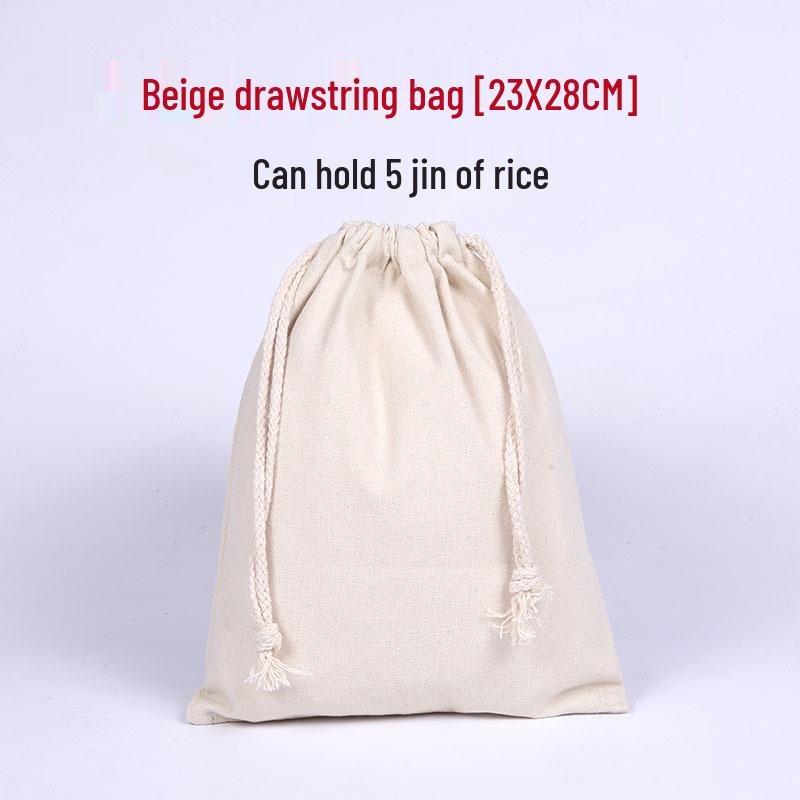 Grande Borsa con Coulisse in Tela di Cotone Beige per Stampa Logo Personalizzato