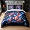 Set Biancheria da Letto Design Atletico Madrid 1 Copripiumino + 2 Federe Morbido Traspirante Biancheria da Letto per la Casa