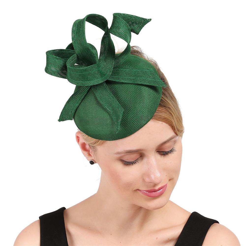 

Green Flower European And American Style Headgear Sweet Bridal Top Hat Imitation Linen Headband Hairpin Dual-Purpose зелений