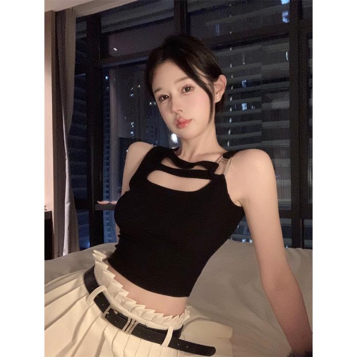 Γυναικείο Κομψό Κροσέ Crop Τοπ - Καλοκαιρινό Αμάνικο Σέξι Τοπ