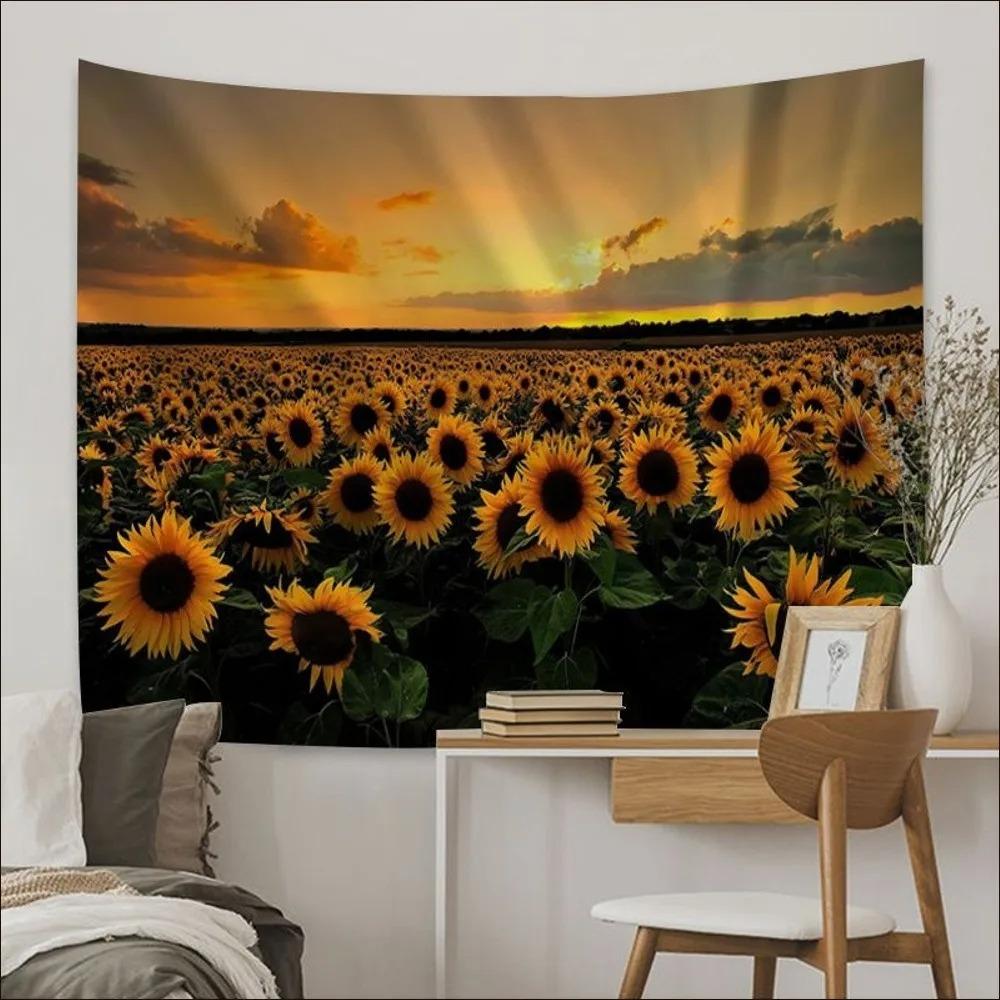 

Поле подсолнухов Фон Ткань Украшения Стены Дома Гобелен Гобелен Офис Гостиная 100x75cm