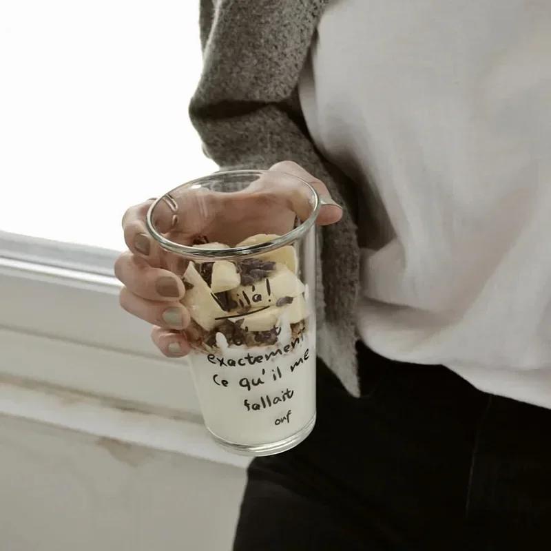 Transparent Glass Korean Ins Style Coffee Miilk Juice Beverage Black Tea Cup Cocktail Glassware Girl Gift for Home-use Cafe Shop