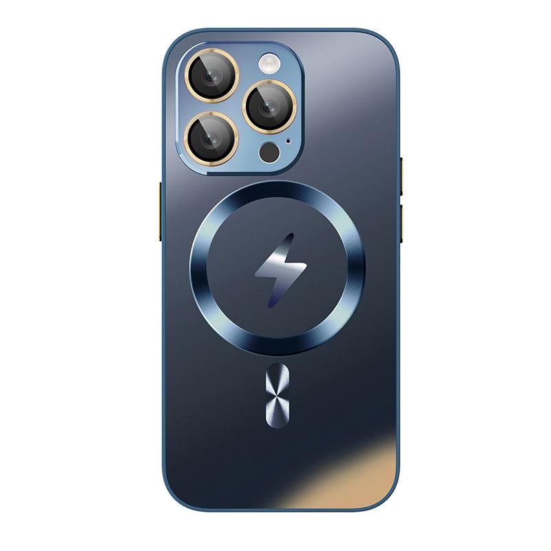 Applicable to iPhone15Pro frosted glass mobile phone case Lightning magnetic all-inclusive Apple 14Pro anti-drop protective case