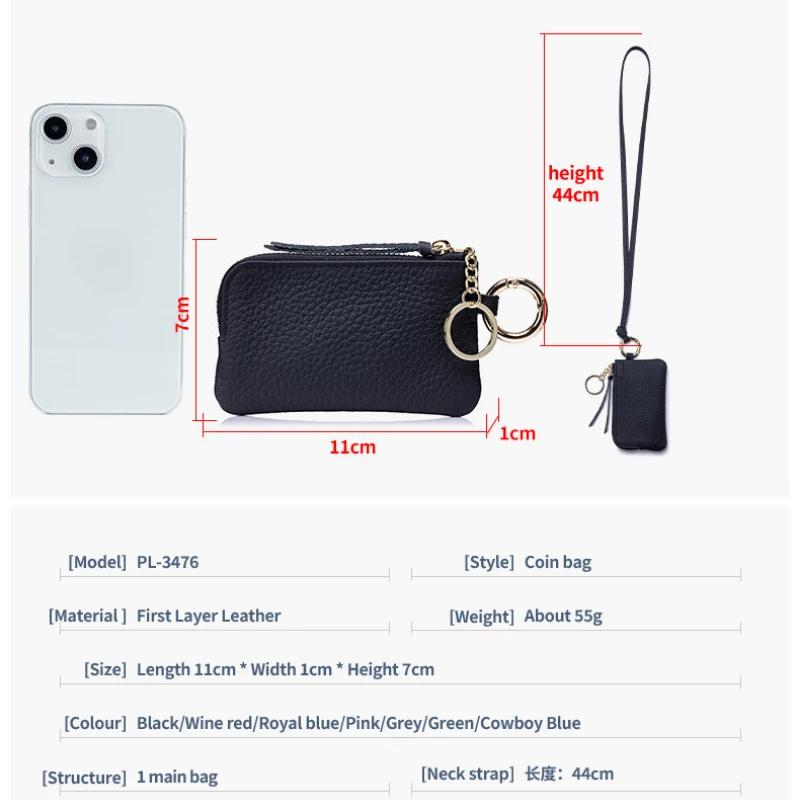 Leather Coin Purse with Key Chain Small Change Purse Keyring Card Holder Coin Pouch Multi-Use Small Wallet for Women