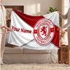 Couverture polaire personnalisée Middlesbrough FC avec logo de football, texte de nom personnalisé, couverture jetée douce et chaude pour la maison