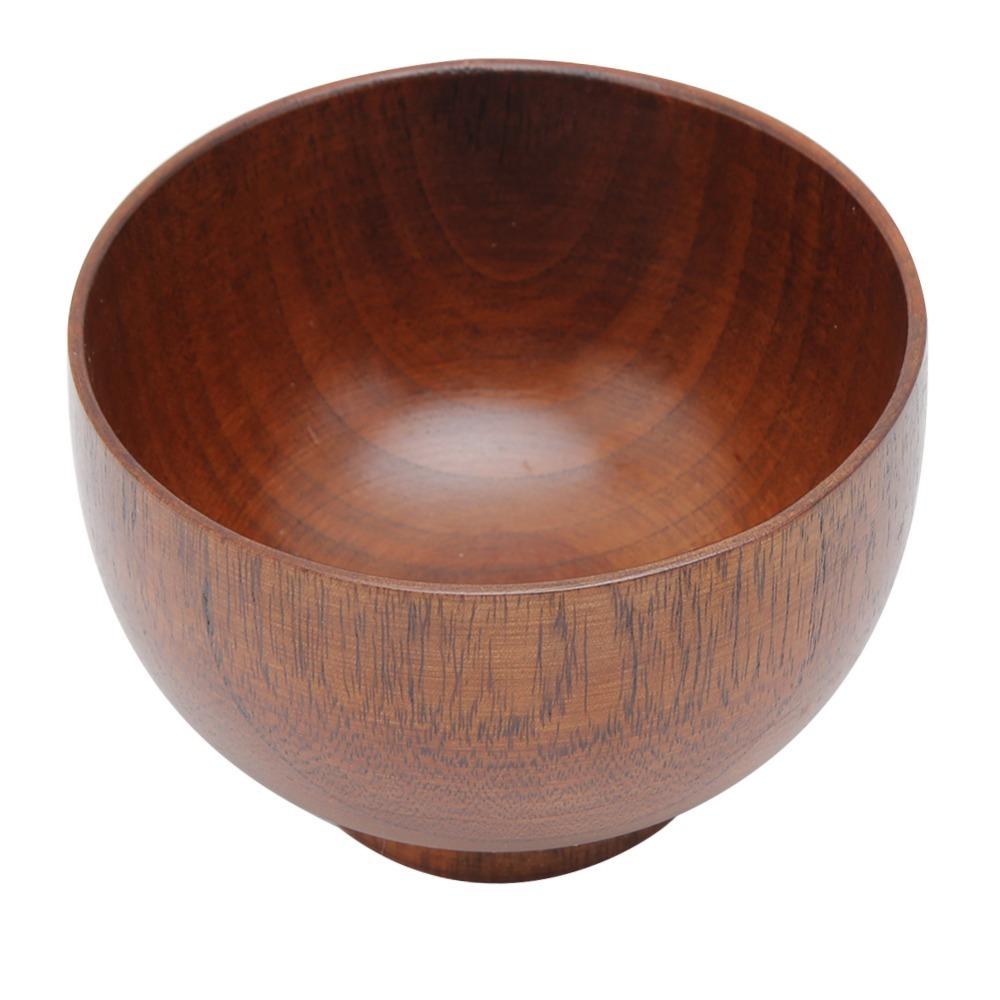 Round Deep Bowl Rice Serving Bowl Solid Wood Instant Noodle Container Food Bowl Instant Noodle 9.5cm