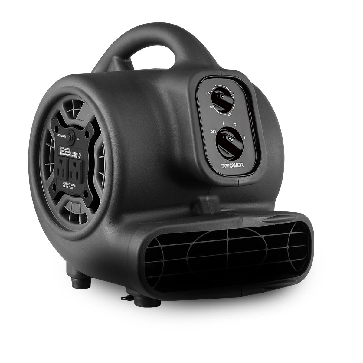 

XPOWER P-230AT Mini Mighty Air Mover Сушарка Утилітарна повітродувка Вентилятор Вбудовані розетки Газон Будинок Готель Супермаркет Повітродувка UK чорний