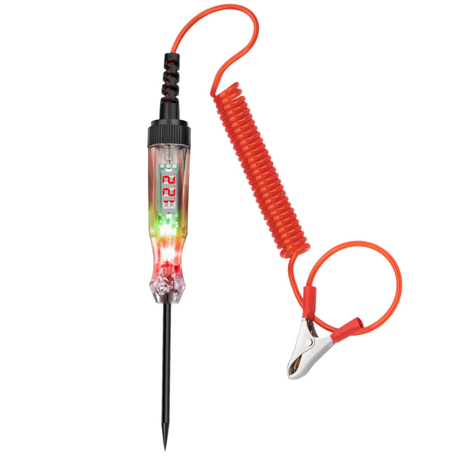 

LED Display Voltage Meter for Car Electrical Systems Resistance Checker Retractable 140cm Spring Cable 1