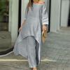 Irregular Long-Sleeve Wide-Leg Pantsuit Irregular Long Sleeve Loose Pants Suit