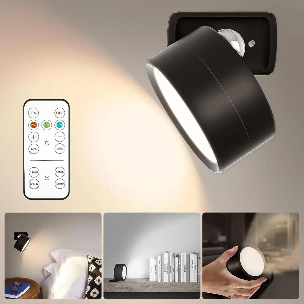 USB Rechargeable Motion Sensor Night Light - Portable Dimmable 3 Colors Stairway Wall Lamp for Bedroom Stair Hallway Kitchen