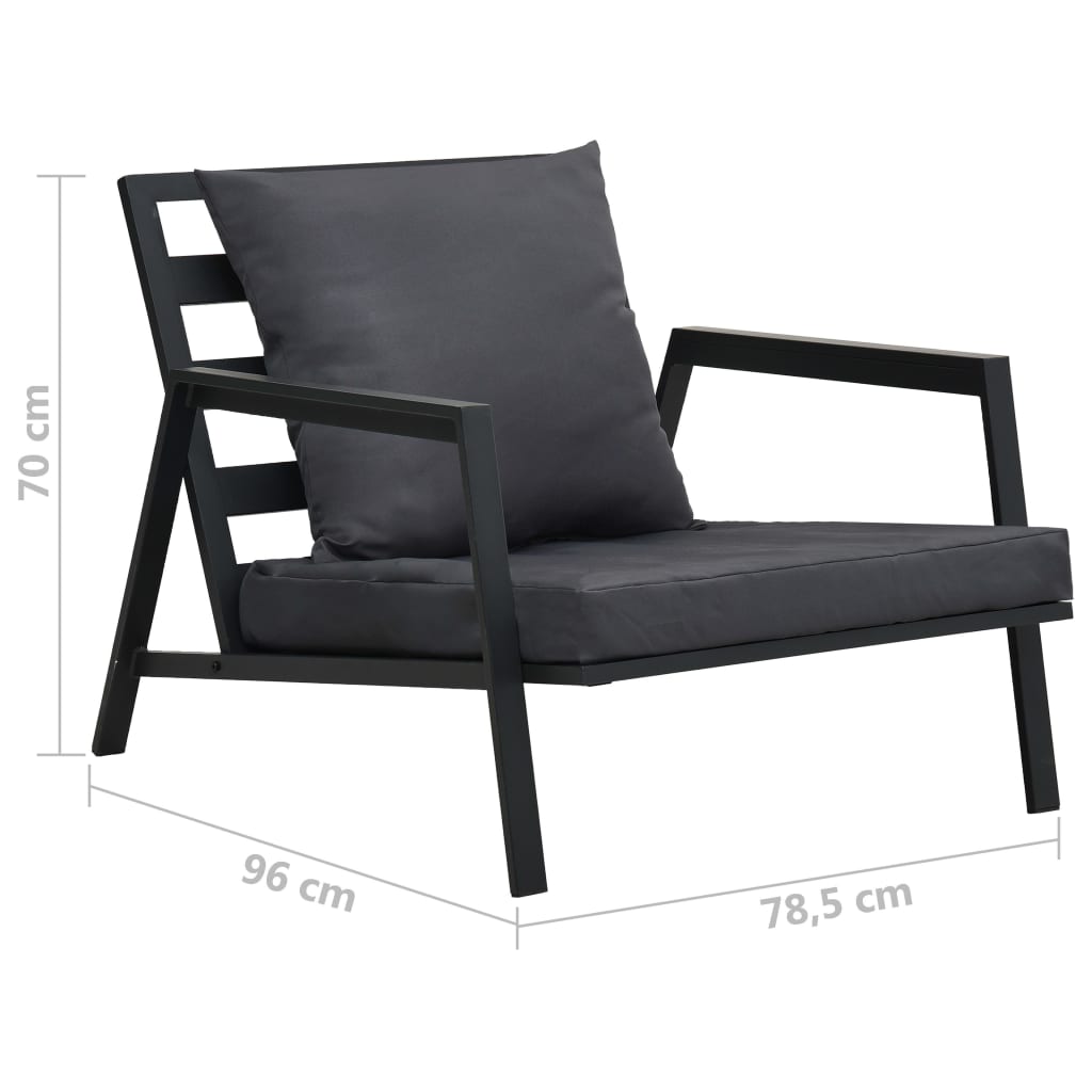 4 Piece Outdoor Lounge Set with Cushions Aluminum Dark Gray