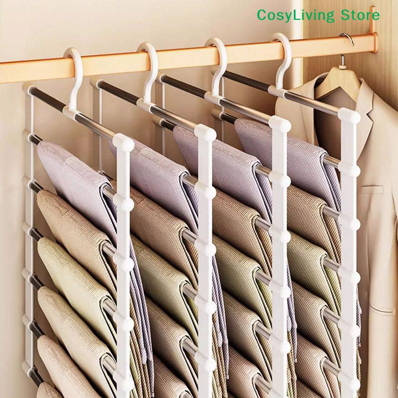 Stainless Steel Foldable Trouser Rack Magic Pants Hanger Space Saving Ladder Hangers Closet Organizer For Wardrobe