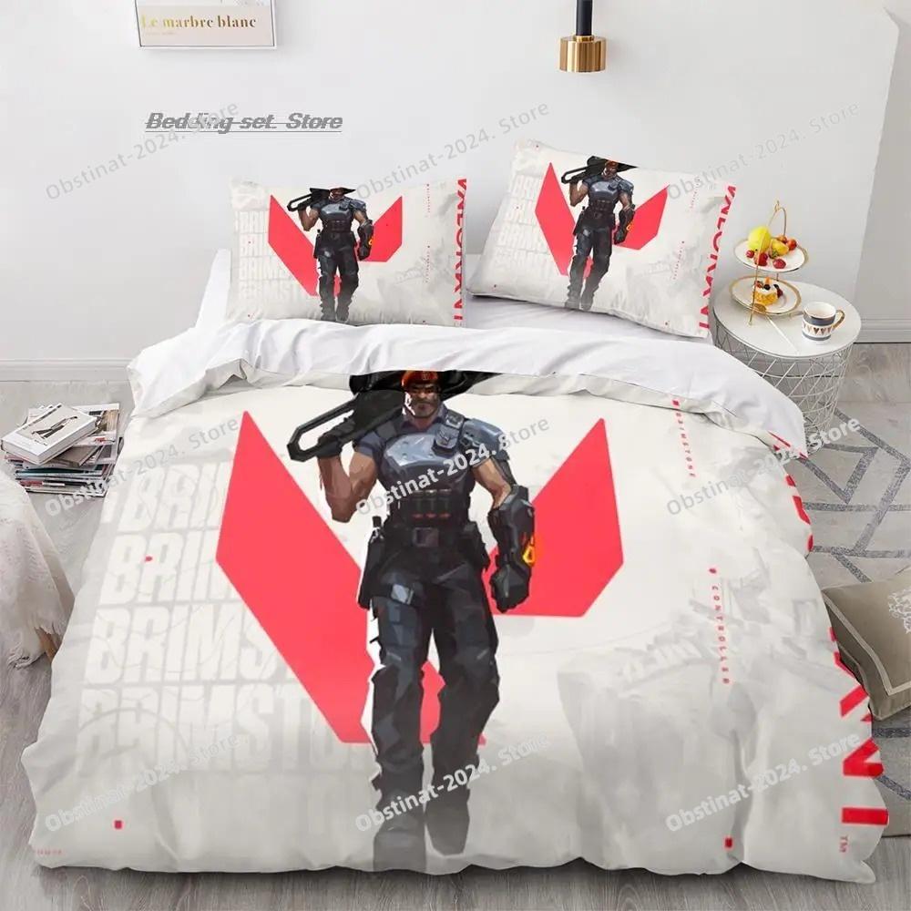 Gaming Valorant Bedding Set Single Twin Full Queen King Size Bed Set Aldult Kid Bedroom Duvetcover Sets 3D Print Anime 034