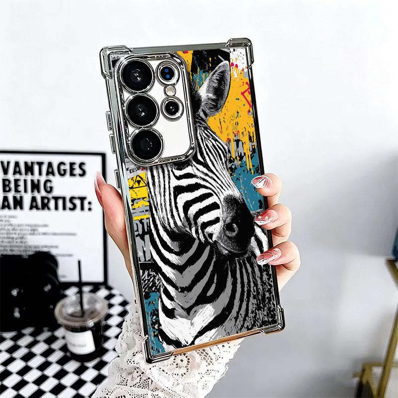 Zebra Stripe Black White Soft Phone Case For Samsung Galaxy S26 Ultra S25 Edge S24 FE S23 Plus S22 S21 + S20 Plating Anti-Fall F