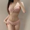 Women Plaid Bras Backless Push Up Underwear Wireless Sexy Design Deep V Brassiere For Lady
