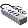 4 Port USB3.0 Hub Adapter Fast Speed 10Gbps Data Transfer Wide Compatibility for Laptops Tablets Smartphones and More